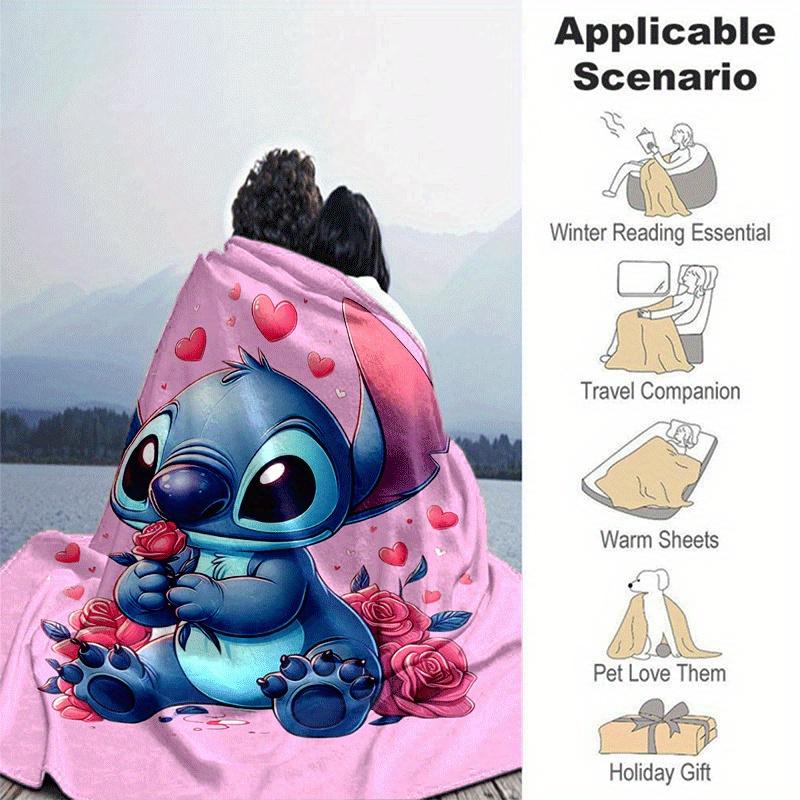 1pz Coperta con Stampa Stitch - Morbida, Coperta per Tutte le Stagioni per Ufficio, Regalo Personalizzato con Adorabile Design a Cartone Animato