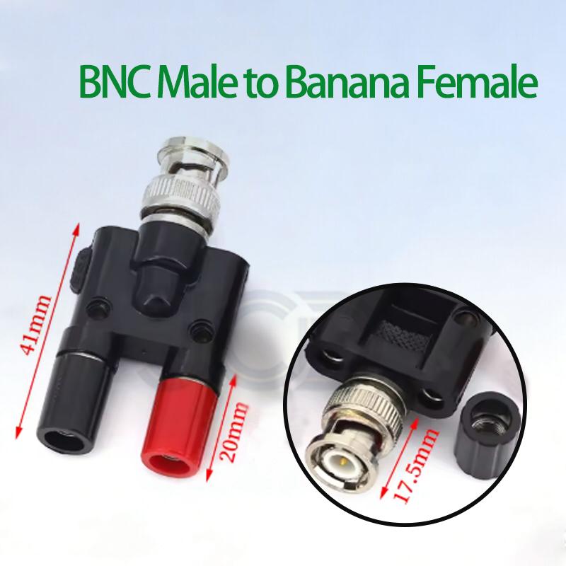 

1PCS BNC to Banana Adapter BNC To Two Dual 4mm Banana Male plug & Female jack RF Coaxial Connector 3Way Splitter Test converter