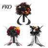 Gothic Artificial Bouquet Wedding Bouquets for Bride And Bridesmaid, Halloween Bouquet, Dead Branch Flower Black Rose Blooms Fake Centerpiece,