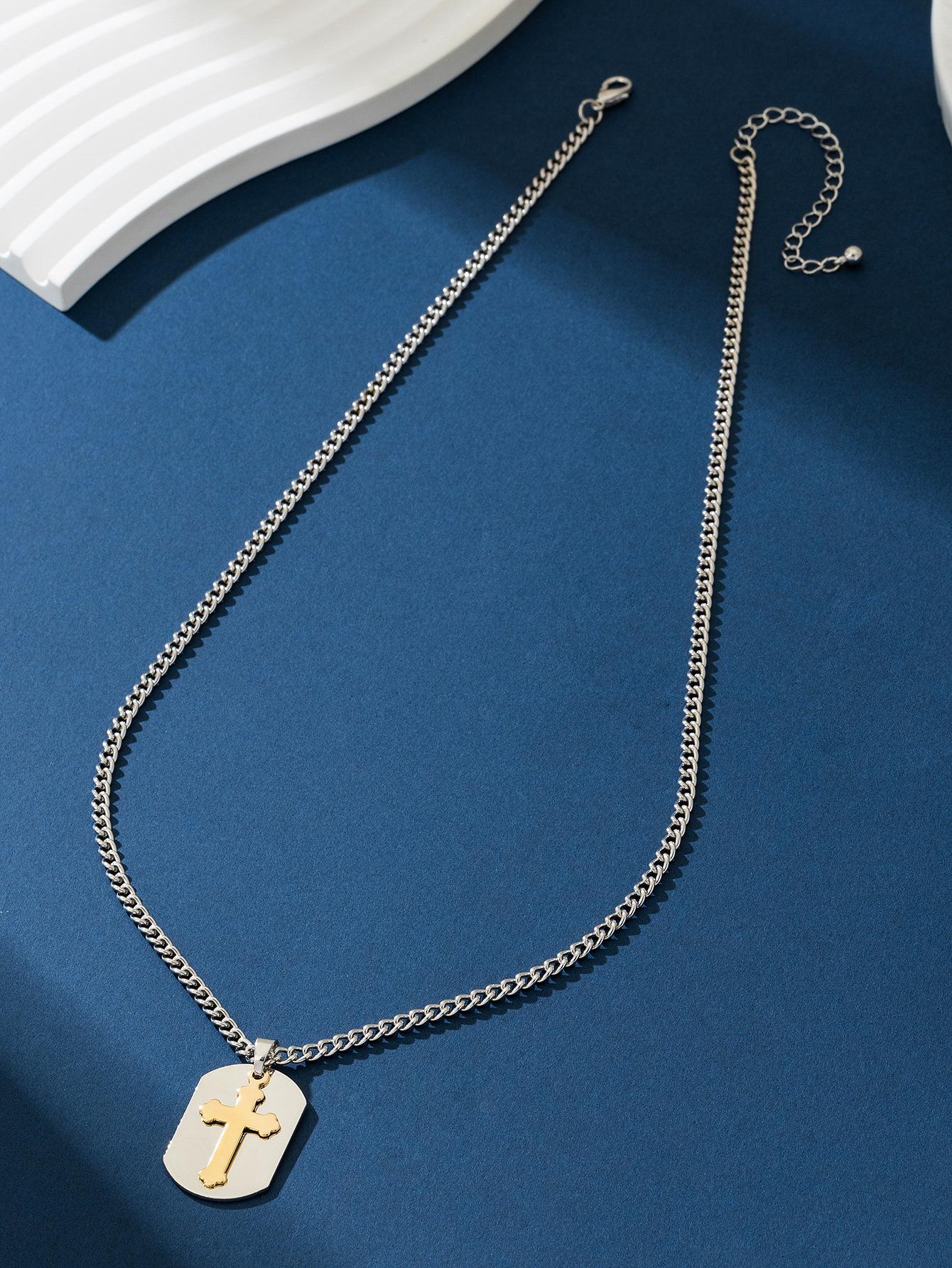 Европейский и Американский Серебряный и Золотой Крест Полый Уличный Стиль Панк Ожерелье