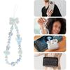 LUVI Beaded Phone Charm Lanyard Wrist Strap Love Heart Bow Beads Butterfly Chain Flower String Pearl Bling Bracelet Keychain Cute Fashion for Women