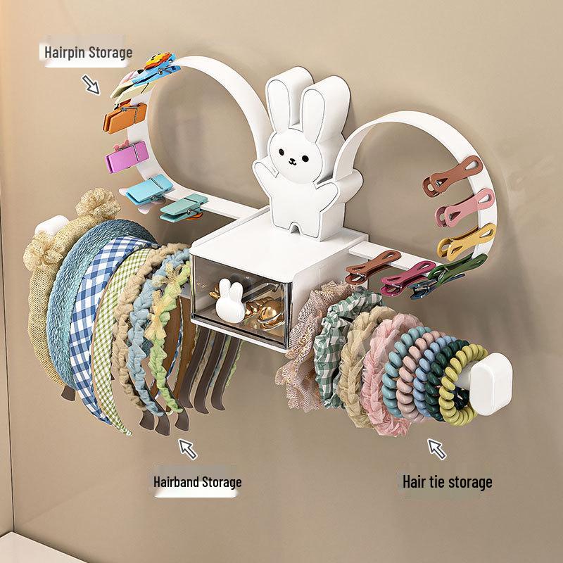 Wall-mounted Hair Accessory Organizer and Storage Rack