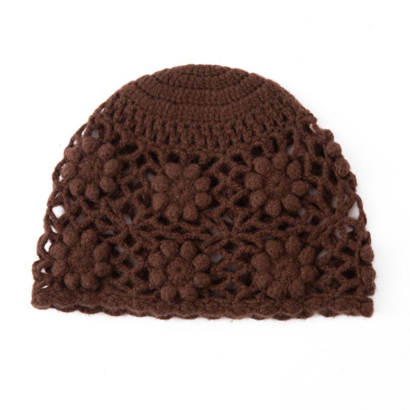 100% Pure Cashmere Japanese Retro Crochet Hat - Women's Autumn/Winter Collection