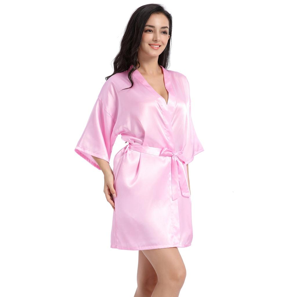 Summer Silk Kimono Robe Bathrobe Women Silk Bridesmaid Robes Sexy Robes Satin Robe Ladies Dressing Gowns