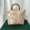 1pcs Canvas Tote Bag Double-Side Embroidery & Handmade Large Capacity Commuter Work Bag Durable Canvas Lightweight Spacious
