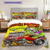 Boss Mustang Rat Fink Chaos Bedding (1 * duvet cover + 2 * pillowcase, without core) 2D Flat Bedding set Soft and comfortable Christmas birthday gift