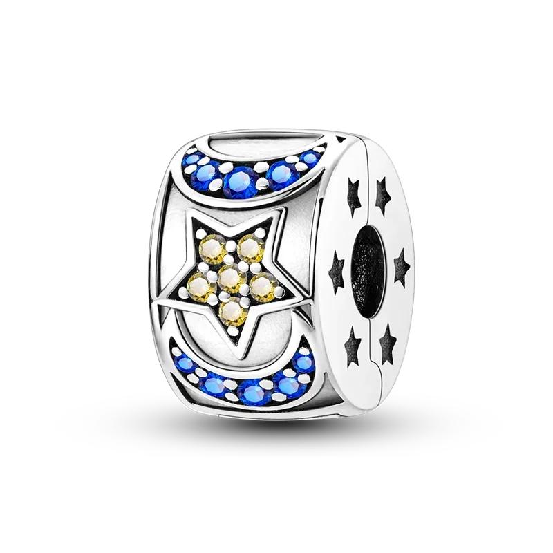 Copper Charm Bead Blue Series Astronaut Star Charm Fit Original Bracelet Necklace Trinket Women Jewelry