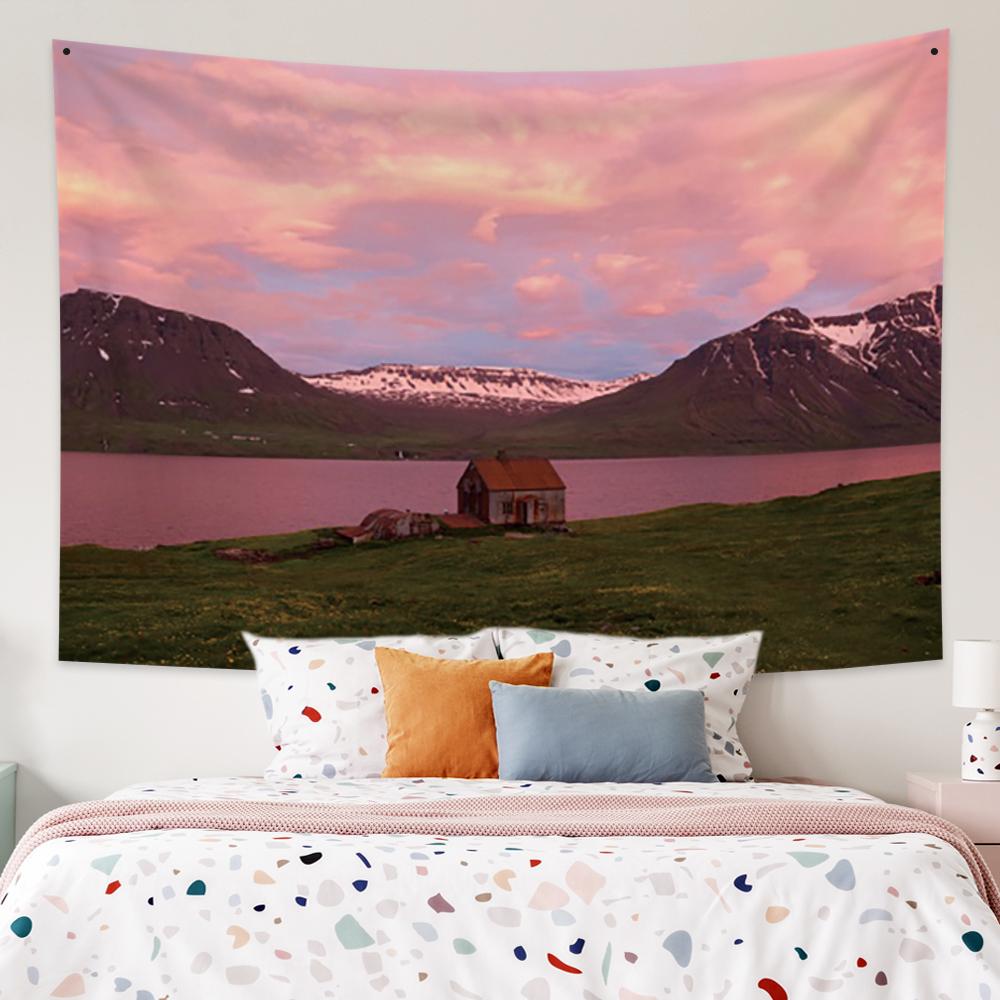 

Розовый, голубое небо, облака, гобелен, настенный милый декоративный гобелен для гостиной, спальни, домашний декор, модный 100X75CM