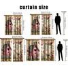 2PCS Retro Love Hut Valentine's Day Curtains   Romantic Style   Bedroom Living Room   Drawbar Pocket Decorative Curtains