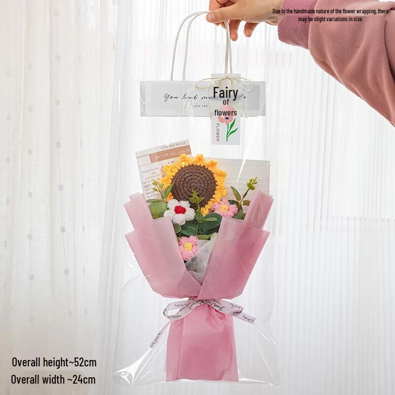 Hand-Knitted Sunflower Yarn Bouquet