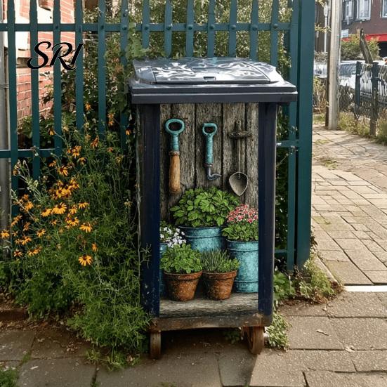 Trash Can Decals Stickers Self-Adhesive Waterproof Outdoor Garbage Bin Decoration Simulation Animal Plant Themes Weather-Resistant Labels Tags