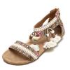 Fashion bohemian fringe ball flat sandals women colorful weaved gladiator sandalias mujer tassel summer shoes zip open sandales size 43