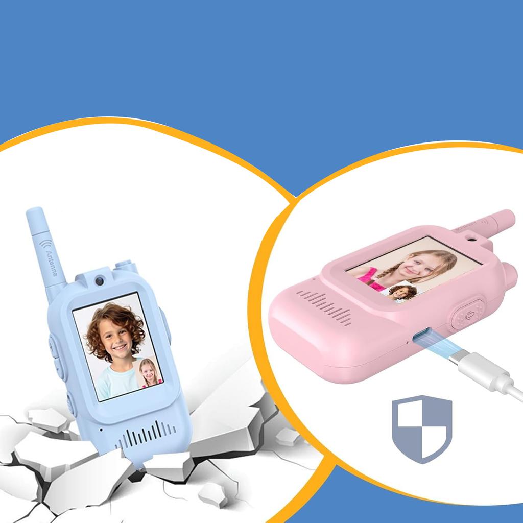 2Pcs Kids Video Walkie Talkie with HD Screen -Rechargeable,Children's Tech Gadget Gift,Two-Way Radio for Boys Girls Outdoor Play