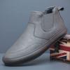 Autumn High-top Leather Shoes Men's Casual One-pedal Medium Tube Fashion British Foot Cover Breathable Board Shoes Winter Warm Cotton Shoes