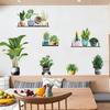 Potted Green Plant Wall Sticker Turtle Back Bamboo Leaf Decor for Restaurant Living Room Balcony Glass Door Bathroom Vinyl Adhesive Decal