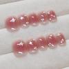 Sweet Short Blush Star Pave Diamond Nails - 24 Removable Student Nail Art Patches, One Size Fits All