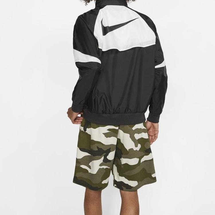 Nike Packable Hooded Sports Jacket With Large Swoosh Logo Men Jackets Black AR2210-012