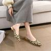 Leopard Mules Shoes For Women Slip On Square Heel Slippers Women 2024 New Luxury Designer PU Leather Slides Elegant Office Shoes