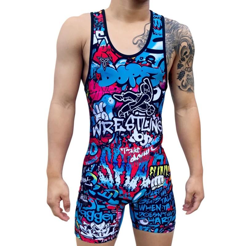 Mens Compression Wrestling Singlet Weightlifting Training Competition Swimwear