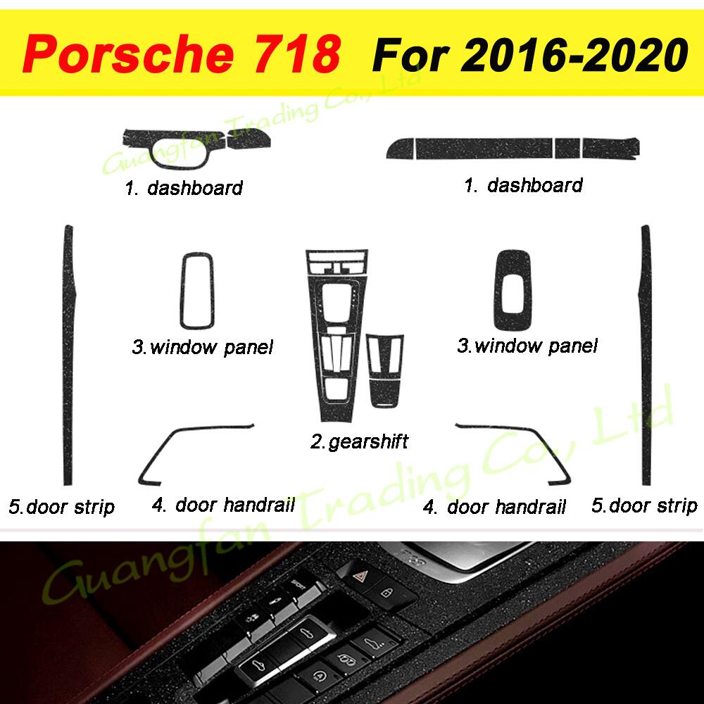 For Porsche 718 2016- Car-Styling 3D5D Carbon Fiber Car Interior Center Console Color Molding Sticker Decals Part Accessorie
