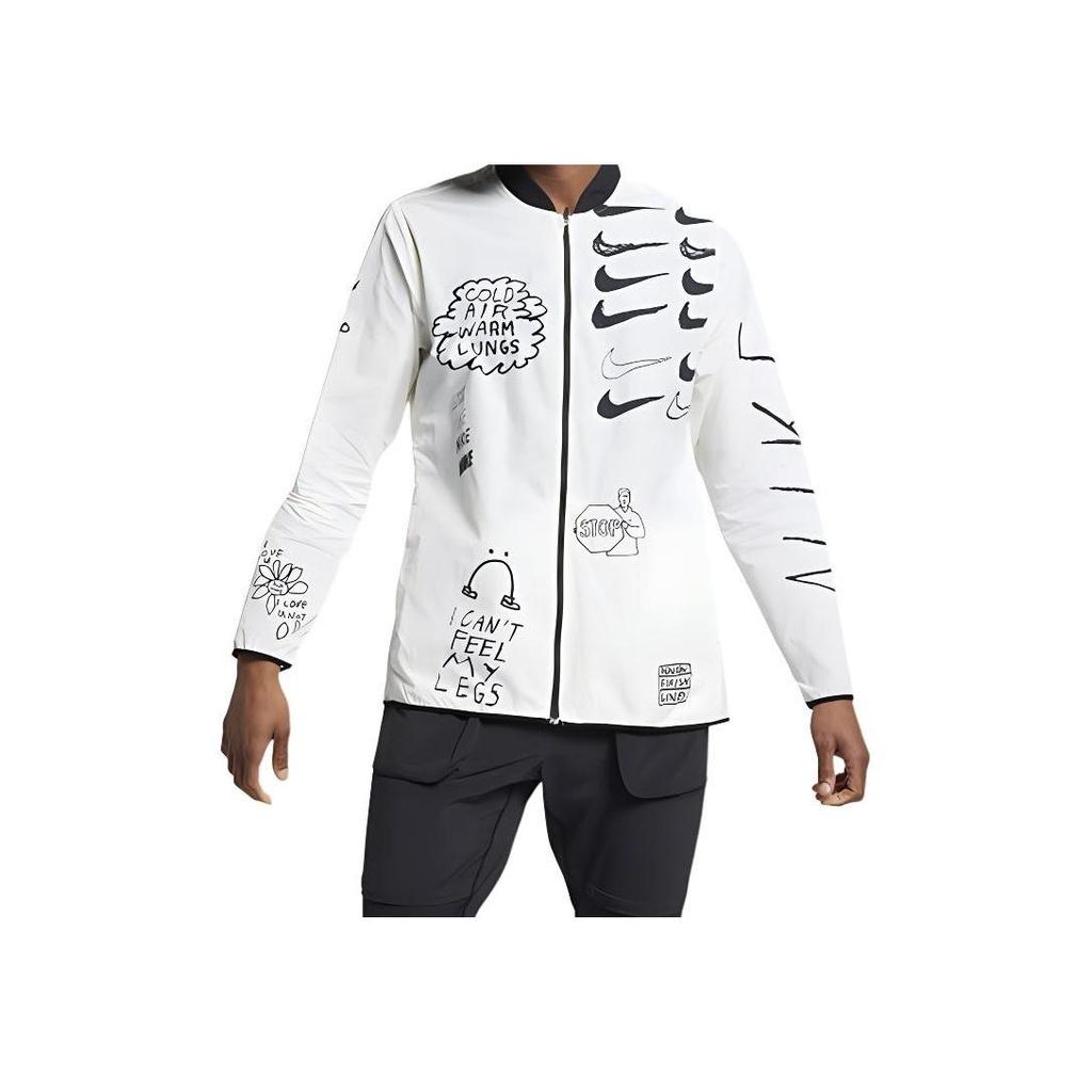 Nike Giacca Sportiva con Stampa Graffiti Nathan Bell e Logo Multi-Gancio Uomo Capospalla Bianco AJ7760-133
