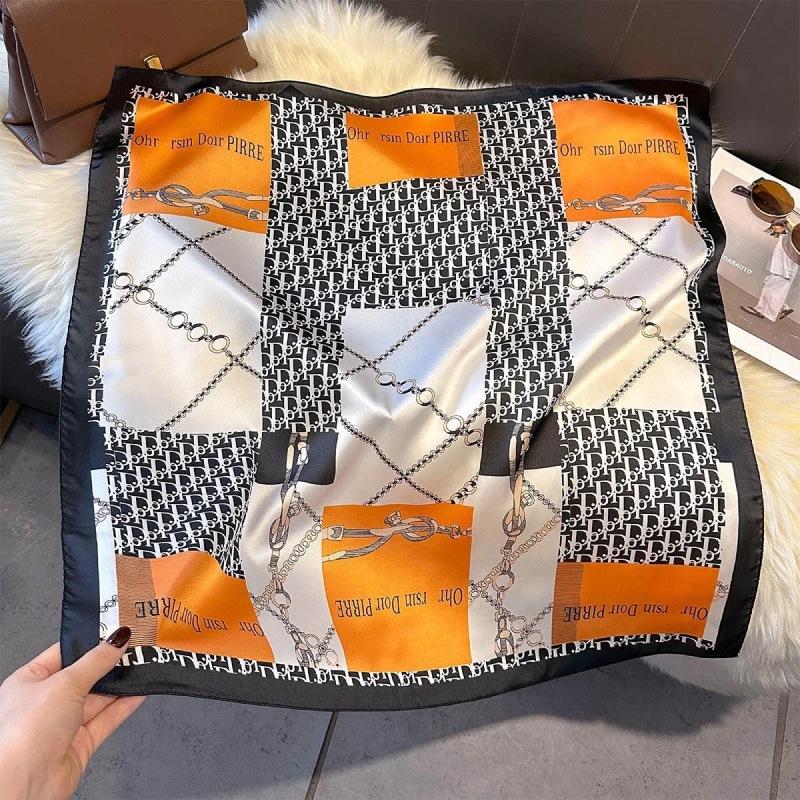 Autumn and winter Maillard cashew square scarf silk scarf women's shirt versatile neck small scarf tied hair decorative scarf
