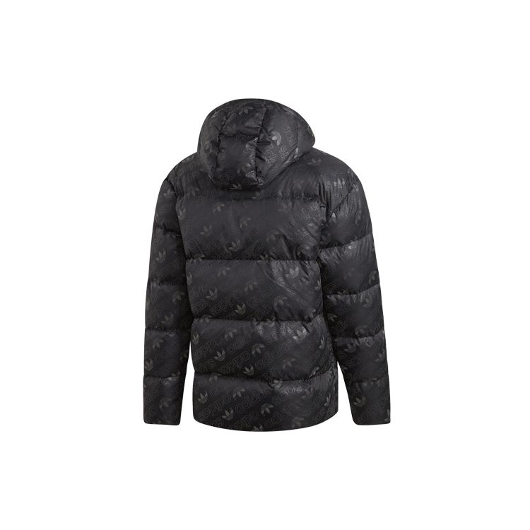 Adidas Originals Trefoil Reflective Print Down Jacket with Hood Men Jacket Black ED5841