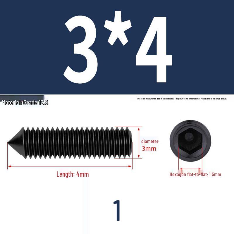 12.9 Edelstahl 304 Innensechskant Kegelspitze Gewindestift M2/M3