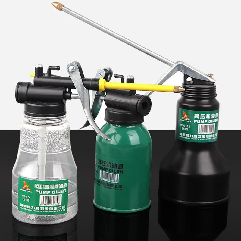 High Pressure Thumb Pump Oiler with Long Nozzle Oil Pot Spray Can Lubrication Oil Can Bottle for Lubricating Airbrush