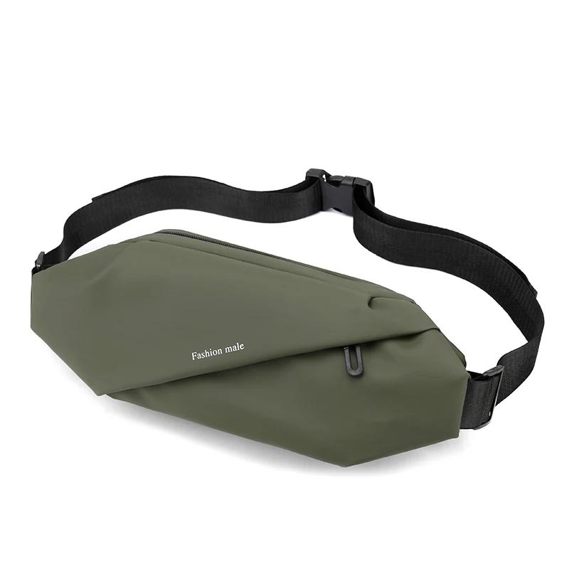 Solid Nylon Small Design Men's Waist Bag Simple and Fashionable Crossbody Bag Leisure Commuting Aesthetic Shoulder Bags