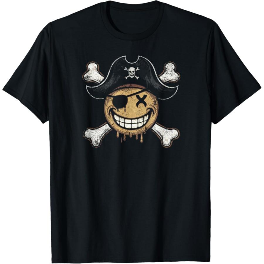 Пиратское улыбающееся лицо, Улыбающееся лицо с глазами X, Футболка капитана пиратов XXXXXL разноцветный