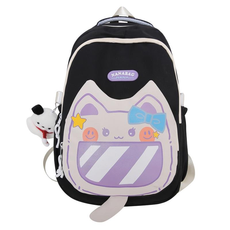 

Cute Large-capacity Backpack with Multiple Compartments and Water Repellent for Travel with pendant