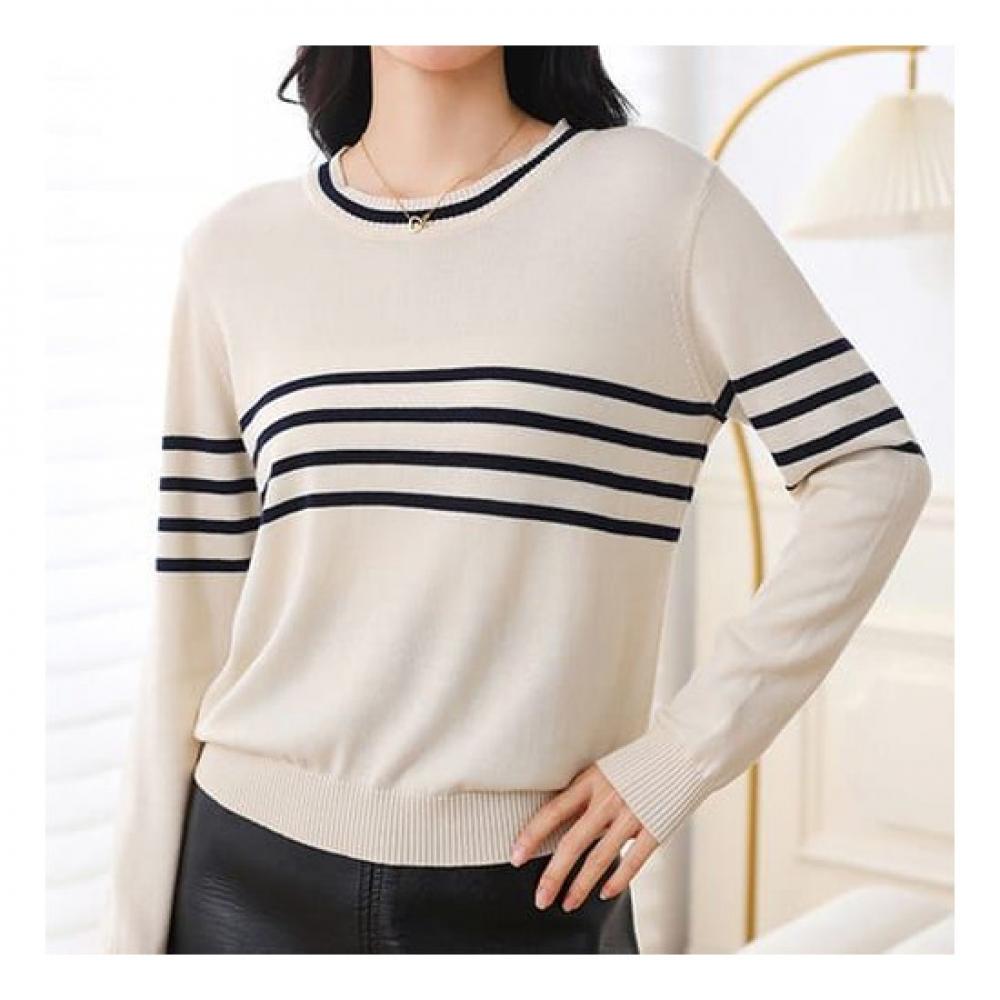 Navava Long Sleeve Knit Point Round Neck   Nk2001