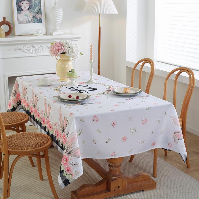 Easter Waterproof and Oil Proof Tablecloth Home Decoration Tablecloth Rectangular Anti Scald and Wear-resistant Easy To Maintain