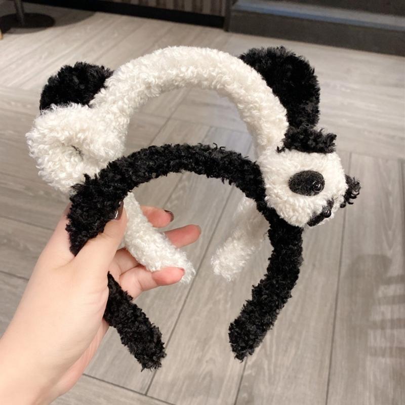 Plüsch-Panda-Form Haarspange/Haargummi/Stirnband Weihnachten Karneval Haargummi für Damen Teenager beim Fotografieren Rutschfest