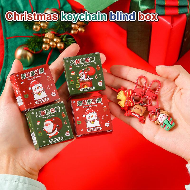 2/5/10Pcs Christmas Blind Box Keychain Cute Cartoon Santa Claus Series Exquisite Resin Pendant Backpack Ornament Small Gifts