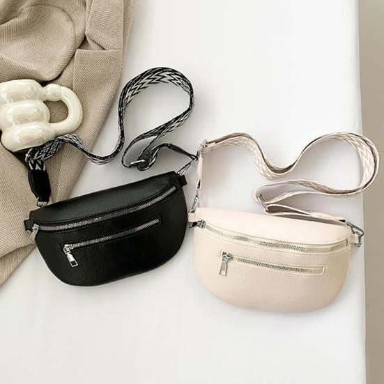 Unisex Crossbody Fanny Pack Faux Leather Waist Pouch with Multiple Zippered Pockets Waist Bag with Adjustable Strap for Travel Work Sports