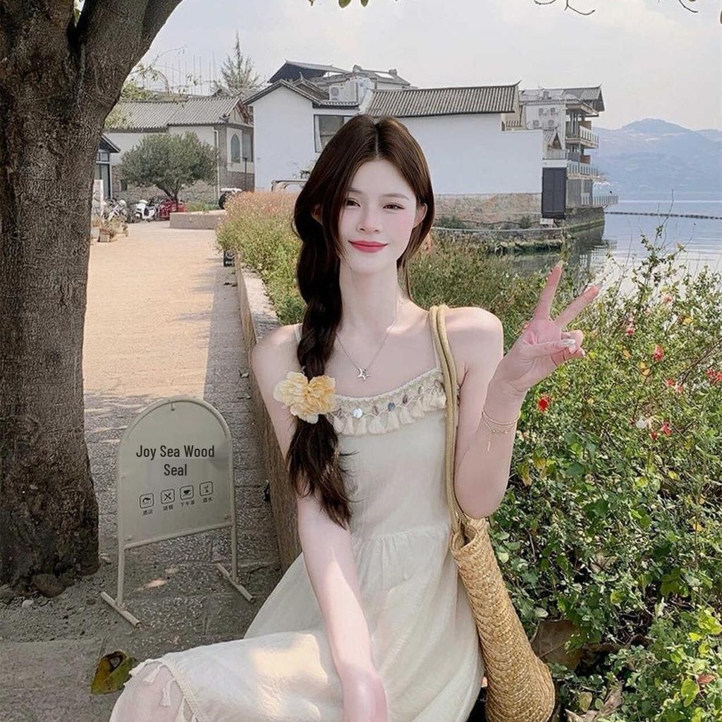 Bohemian Red Strappy Patchwork Fringe Dress - Ethnic Style Summer 2026