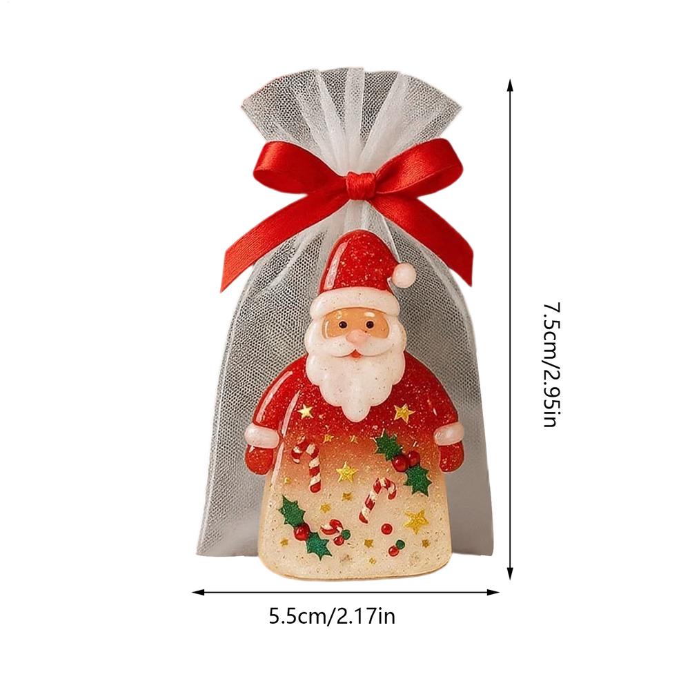 

Festive Santa Decoration Sparkling Santa Design Resin Santa Claus Ornaments with Encouragement Card Emotional for Friends красный