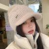Winter New Duck Tongue Wool Hat Women's Thickened Warm Ear Protection Hairball Knitted Hat Cycling Cold Hat