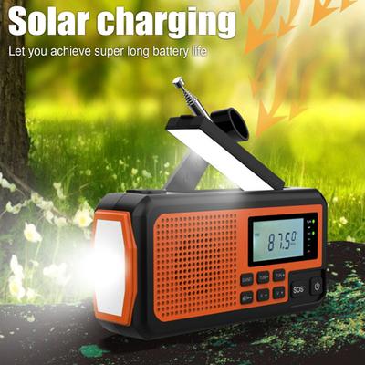 Outdoor Emergency Radio with SOS Alarm Flashlight Solar Powered Hand Crank Rechargeable Radio Camping AM/FM/SW