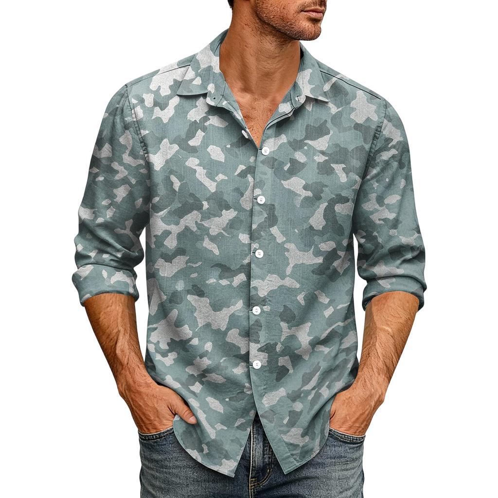 Men's Loose Fit Long Sleeve Shirt Casual Button Down Shirt with Classic Collar for Outdoor Daily Wear Breathable Fabric Suitable for Spring Autumn
