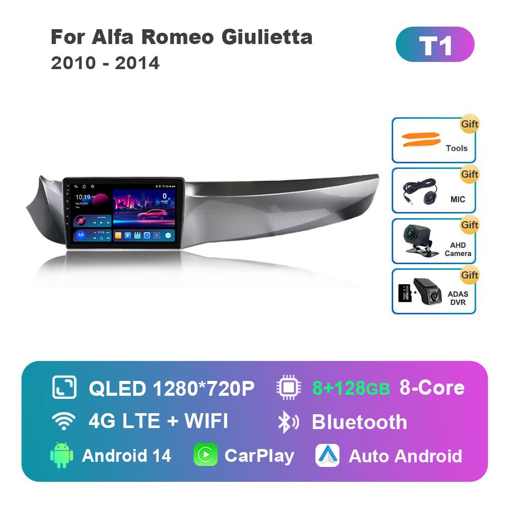 Android 14 System Car Radio Multimedia Player for Alfa Romeo Giulietta 2010 - 2014 GPS Navi WiFi IPS Touch Screen DSP Stereo 4G
