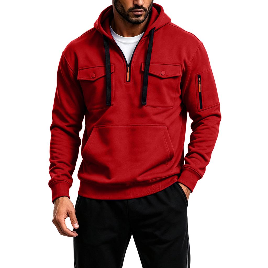 Men's Quarter-Zip Pullover Hoodie Casual Trendy Sweatshirt for and Winter