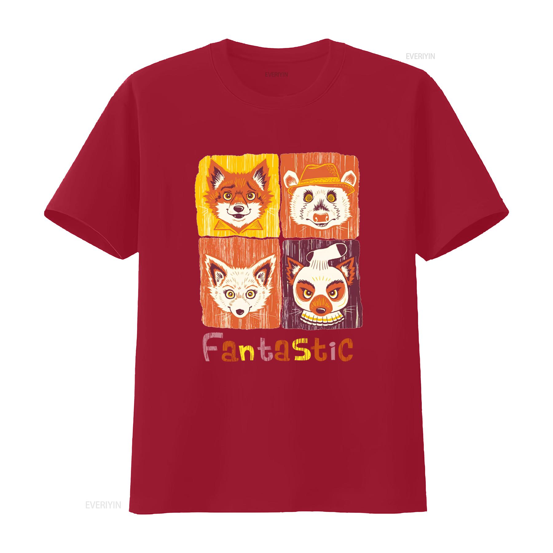 Fantastic Mr Fox Original Art T shirt Wes Anderson 100 Cotton Cool Animal Print for vintage Washed fashion Stylish Stretched S