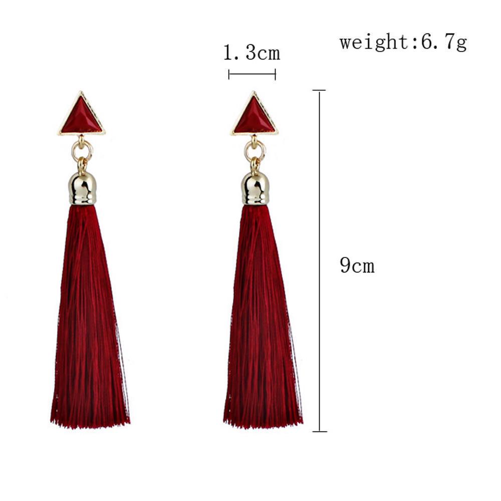 1pair Bohemian Women Ethnic Hanging Rope Tassel Earrings