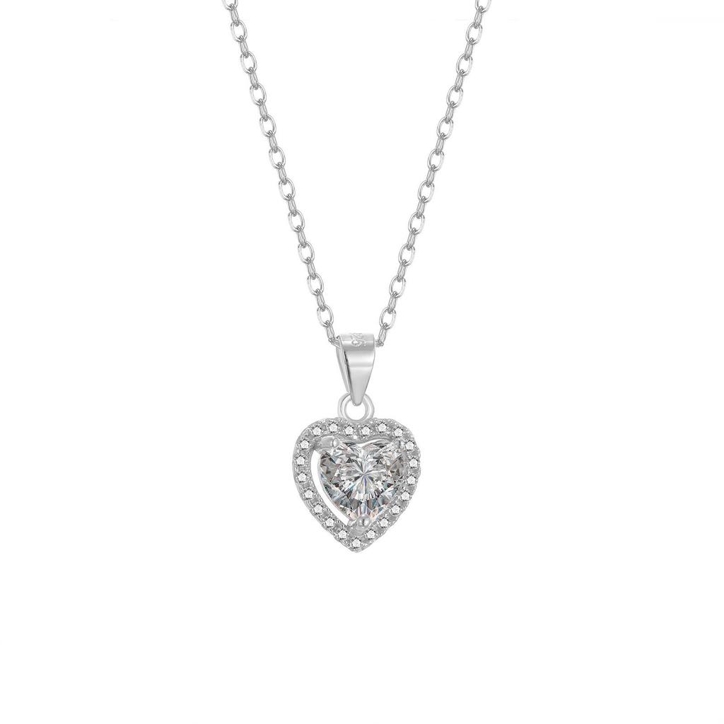 Beixi S925 Sterling Silver Heart Pendant Necklace with Zircon – Elegant, Light Luxury Design for Women.