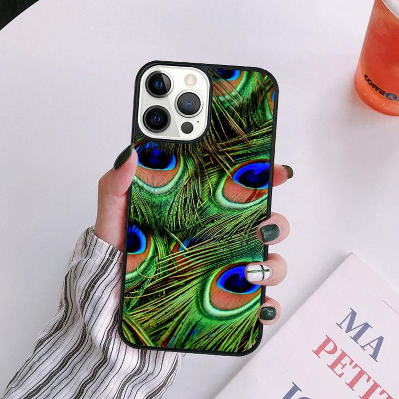 Bird Peacock Feather Phone Case For iPhone 17 Air 14 13 12 16Pro Max 15 Plus Max Cover Shell coque