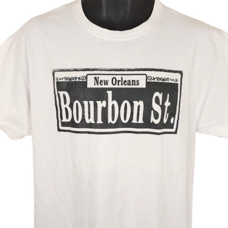 

New Orleans Bourbon St T Shirt Mens Size Large White Travel Destination Tee M