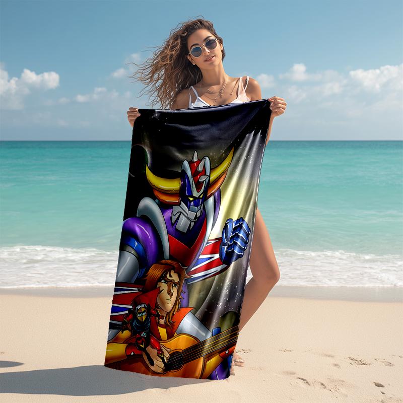1pc UFO Robot Grendizer4 Beach Towel, Comfortable and Thick, and Swimming/Bath/Picnic/Camping Towel, Suitable for Seaside Beaches